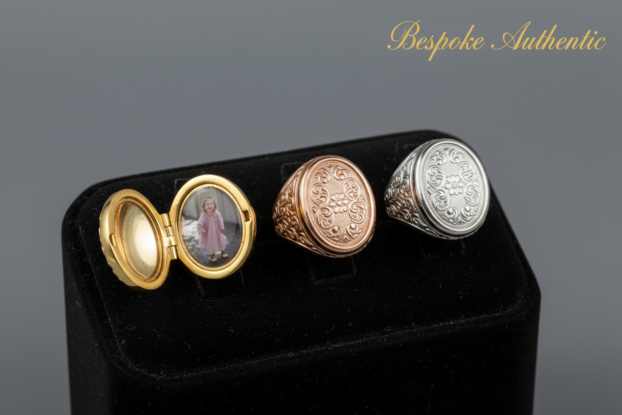 Anillo locket con compartimento para foto - 3 acabados