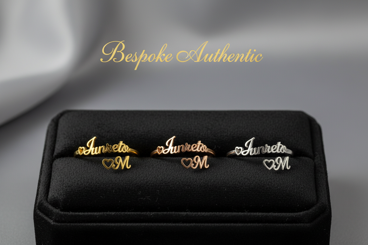 Anillo script ornamental - 3 acabados