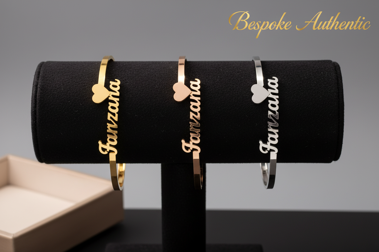 Brazalete cursivo con corazón - 3 acabados